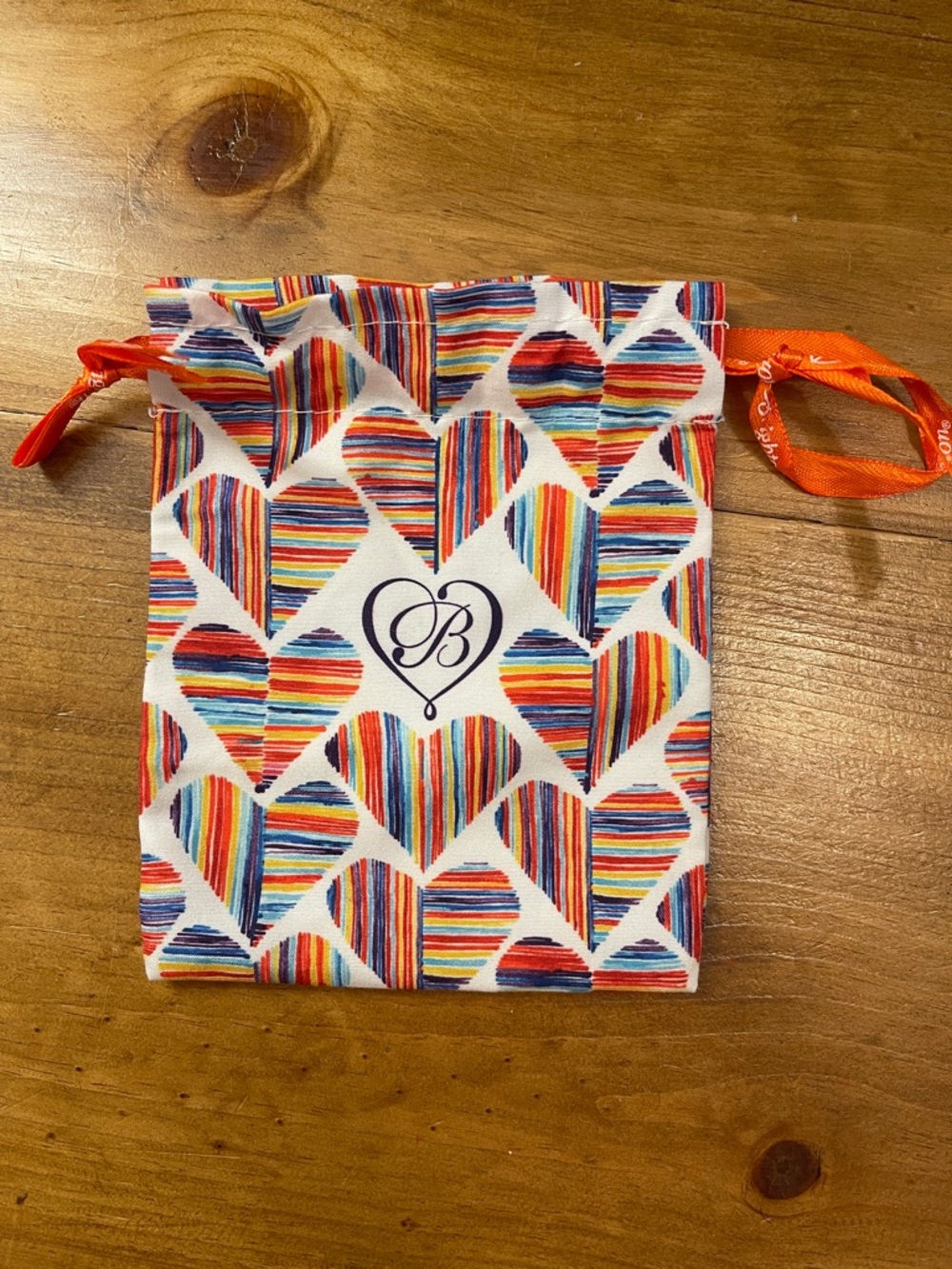 Brighton Rainbow Heart Drawstring Pouch - Multicolor Med Size.